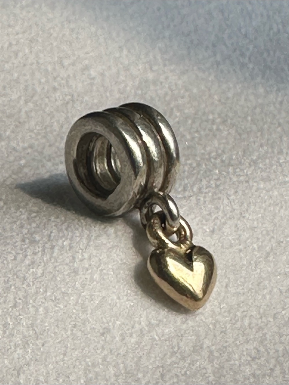 Retired Pandora Two-Tone Heart Dangle Charm